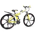 Skyride X6 Foldable Cycle With 21 Speed Gear, Dual Disc Brake, Carbon Frame Suspension Bicycle for Men, 26-Inch Wheel Size, Yellow Mountain Bike