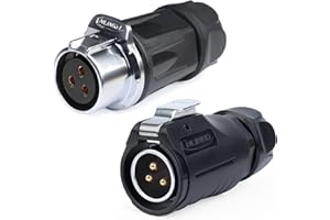 CNLINKO LP-20 3 PIN Waterproof Connector, IP68 Circular Connector, Quick Plugging Aviation Connector, PBT Plastic Shell Solder Connector, Marine Industry Connector Male Plug Inline Plug-In (3 PIN)