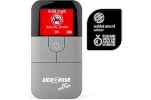 AlcoSense Ultra Breathalyser with Police Spec Fuel Cell Sensor | Breathalyzer & Alcohol Tester | With Carry Case & 100 Mouth Pieces