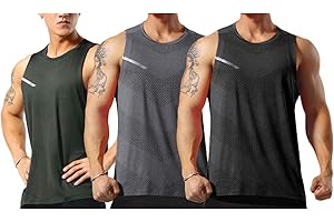 Allthemen Débardeur de Sport Homme Lot de 3 Maillot de Corps sans Manches Tank Top Tee Shirt Séchage Rapide Respirant pour Entraînement Gym Fitness