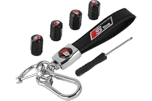 ‎CAMUSBR 4 Stück Ventilkappen mit Schlüsselanhänger, Ventilkappen Auto mit Beschriftung, Reifen Ventilkappen Autoventil Kappe Kompatibel für Audi S-Line S1 S4 S3 S4 S5 S6 S7 S8 SQ4 SQ5 SQ7 SQ8(AD-S Line)