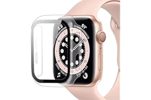 ‎MIIMALL Miimall Kompatibel mit Apple Watch Series 8/7 41mm 45mm Hülle mit Glas Displayschutz, Ultradünne PC Schutzhülle Vollschutz Kratzfest Displayschutzfolie Schutz Hülle für iWatch 41mm - Transparent
