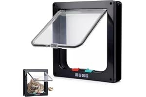 HELWEET Puerta para Gato, Puerta para Mascotas, Gatera para Gatos, Gatera para Mascotas, para Gatos y Perros Pequeños, Montar en Puertas de Metal, Vidrio, Ladrillo O Paredes Delgadas