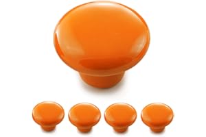 Ganzoo Möbelknöpfe 4er Set aus Porzellan/Keramik orange - Möbelgriff Türknauf Schrankgriff Schrankknopf Möbelknauf - Knauf & Griff in Vintage Shabby Landhaus Antik für Möbel Schublade Schrank by