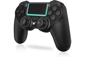 Tefelan Mando para PS4, controlador de joystick Gamepad compatible con PS4/Pro/Slim, mando con batería de 1000 mAh/doble vibración/panel táctil/sensor giroscópico de 6 ejes (Negro)