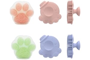IZDUDO 4PCS Spazzola da bagno per bambini, con 2PCS spazzola del cuoio capelluto in silicone + 2PCS spugna in konjac, massaggio e esfoliante kit per il bagnetto di neonati, poppanti e bambini