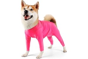 Due Felice Dog Surgery Recovery Suit for Female Male Dog Onesie Surgical Suit Dog Body Suit After Surgery Dog Shedding Suit for Small Medium Large Dog Pink/L