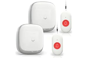 KLOIRA SOS Salvavita Anziani, Wireless Cercapersone Campanello Anziani con Pulsante Emergenza e Salvavita 150m+ per Casa/Anziani/Donne Incinte/Disabili, 2 Ricevitori + 2 Trasmettitori