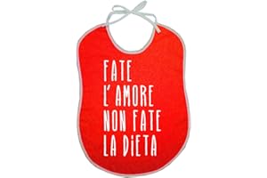 MAGIE DI CASA Bavaglione per Adulto con Frasi Divertenti - Bavaglione cm.45X60 con transfer - Made in Italy, spiritoso, feste, cene, cucina, cuoco, chef (AMORE)