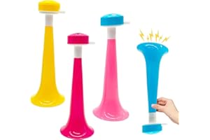 HhBdy Air Horn 4 Pieces Air Horn Handheld Vuvuzela Horns Kids Soccer Horn Loud Plastic Stadium Horn Trumpets Toy for Sports Games Football Ball Fan Party Favors (Yellow,Red,Blue,Pink)