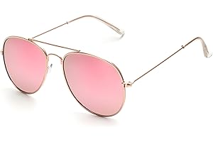 Kiddus Lunettes de soleil Polarisées pour fille, garçon, enfant, ados. A partir de 10 ans. UV400 Protection 100% UVA et UVB. Modèle Aviateur