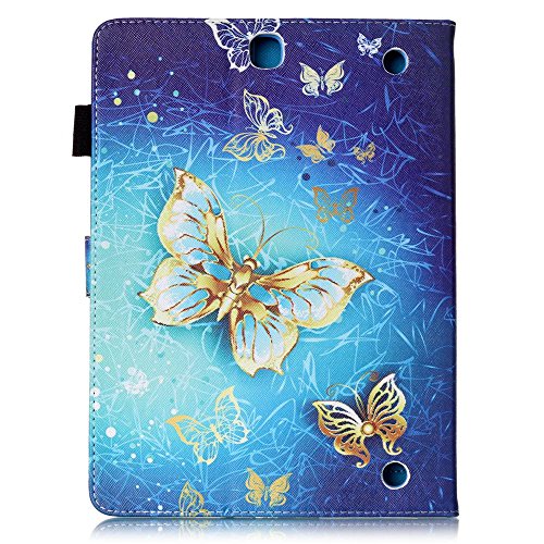Für Samsung Galaxy Tab A 9.7 Zoll SM-T550 Leder Tasche Hülle,Für Samsung Galaxy Tab A 9.7 Zoll SM-T550 Leichter Wallet Kickstand Hülle,Herzzer Mode Hübsch [Luxus Schmetterling Gedruckt] Shockproof Kratzfest PU leder Mappen Geldbeutel Folio Abdeckung mit Karte Bargeld Schlitz Weiche TPU Innere Kasten Hülle Case für Samsung Galaxy Tab A 9.7 Zoll SM-T550 + 1 x Frei Blau Handy Halterung Ständer + 1 x Frei Blau Stift Stylus - 3