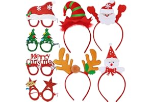 JOYIN 8 Pcs Christmas Headbands & Glasses Party Set, Christmas Funny Sunglasses and Hat Headwear for Xmas Holiday Parties, Favors, Photo Booth Props (One Size Fits All)