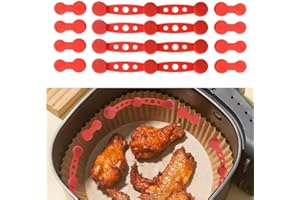 ‎REMIXAST 4pcs Air Fryer Magnet Silikon Schnalle Set, für Pergamentpapier, Verhindern Einweg Papier Liner von der Abdeckung von Lebensmitteln und Berühren des Heizelements zu brennen (Rot)