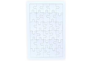 CRELEO Puzzle zum bemalen Viereck 30 Teile 10 Stück zum selbst gestalten mit Rahmen