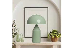 bamyum Lampe de Chevet à Champignon en Métal, Lampe de Bureau et de Table Vintage, Abat-Jour de 30 cm pour Chambre d'Enfant et Adulte, Lustre Salon Rétro, Mushroom Lampe de Chevet Menthe Verte