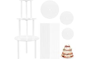 Frevoitna Soporte para Tartas, Para Tartas Reutilizable, 3 Base Soporte Tartas (9/12/16Cm), 21 Pasadores de Plástico, Tartas Tartas Apiladas en Niveles que Decoran Bodas, Fiestas de Cumpleaños