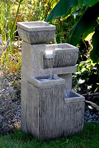 dobar Großer Design Garten-Brunnen mit Pumpe und LED´s, Polyresin, grau, 38.7 x 32.3 x 80.3 cm, 96130e - 9