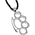 Eclectic Shop Uk Knuckle Duster Pendant Leather Plaited Necklace Rockabilly Punk Rock Skinhead