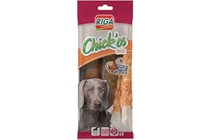 Riga - Chick'Os Big - Friandise Chien - Filet De Poulet - Stick À Mâcher - Riche en Protéines - Faible Teneur en Matière Grasse - sans Colorant Ni Additifs - Récompenses Idéales - 3 Bâtonnets -160 g