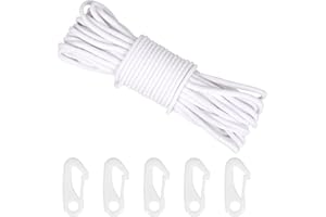 ‎CTDMJ® 20M Fahnenseil Fahnenmast Seil Fahnenseil Halyard Durchmesser 6 mm Wetterfest Reißfeste Kletterseil Geflochtenes Nylonschnur Mit 5 Fahnenhaken für Fahnenmast Segelboot Garten Camping