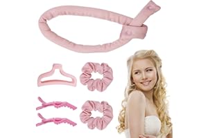 GIGMETA Boudin Cheveux Boucle Sans Chaleur,Bigoudis Cheveux,Heatless Curlers,Ruban Bouclé Sans Chaleur,Bigoudi en Soie,Heatless Curling Ribbon,Bigoudi Boucle Cheveux de Sommeil Doux,Coiffure Bricolage (Rose)