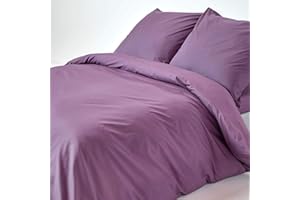 Homescapes 2-teiliges Perkal-Bettwäsche-Set lila aus 100% ägyptischer Baumwolle, 1 Bettbezug 150x200 cm & 1 Kissenbezug 80x80 cm