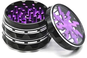 VGZSYOMQIB Grinder Metallo Trita Spezie Peperoncino Erba Lega di Alluminio 63mm Tritino Macina Caffé Erbe Macinapepe Pepe Spice 4 Pezzi con Setaccio per Polline - Fulmine Viola