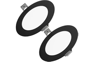 ‎ECD GERMANY ECD Germany 2er Pack LED Panel Einbaustrahler 5,5W, Rund Ø105x30 mm, Kaltweiß 6000K, Schwarz, 500 Lumen, Alu, Flach Ultraslim, Wasserdicht IP44, Deckenstrahler Deckenleuchte Einbauleuchten Spot Lampe