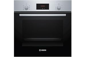 Bosch HBF133BR0 Serie 2 Einbau-Backofen, 60 x 60 cm, EcoClean Direct Reinigungshilfe, 3D Heißluft Backen auf 3 Ebenen, LED-Display, Schnellaufheizung, Kindersicherung, Schwarz, Updated