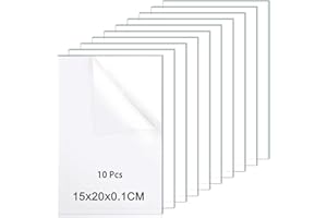 AZEAM 10pcs Acrylic Glass Transparent Crystal Clear Panel 1mm Thick Clear Acrylic Sheets for Replacement Glass of Photo Frames, Project Exhibition, DIY Painting, Table Stand (15 x 20cm)