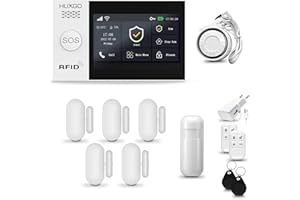 HUXGO® HXA007 Alarme Maison sans Fil WiFi + GSM avec Sirène | Kit Alarme avec détecteur de Mouvement, 5X capteurs de Portes et fenêtres,télécommande | TUYA Intelligent