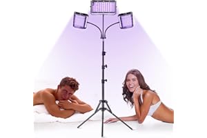 Ibtyzo Lampada Abbronzante da Casa - 22W Lampade Abbronzanti a Tre Teste con 144 LED Lampada Abbronzante Viso e Corpo con Altezza e Angolazione Regolabili del Supporto