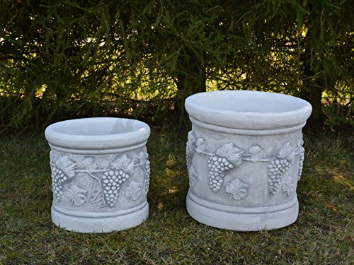 Massiver großer Pflanztrog Motiv: Weintrauben Blumentopf Pflanztopf Steinguss frostfest - 4