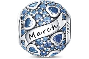 LONGLUCK Charm de plata de ley 925 con piedra de nacimiento para pulsera y collar, bisutería femenina