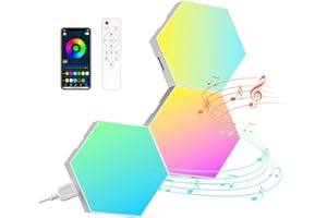 KANGTAIXIN Hexagonal LED Pared Luces 3pcs RGB Gaming Panel — Sincronización de Música Hexagonales Gamer Habitacion Pared Decoracion Lampara Smart App