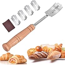 Lama Per Pane Professionale Con Manico In Legno E 5 Lame Di Ricambio – Kit Intaglio Per Panettieri - 3