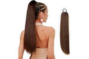 AGOGUE Coda Finta Capelli Extension, Estensione Coda di Cavallo 60cm Dritto Fibra Sintetica Avvolgibile Per Donne e Ragazze, Treccia Finta Capelli Extension Facile da Applicare