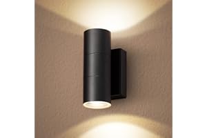 CELAVY Outdoor Wall Lights, Up Down Outside Wall Lights Mains Powered, IP65 Waterproof Modern Front Door Porch Light 3000K 10W Aluminium, Exterior LED Wall Lighting Sconce GU10 Bulb Included, Black