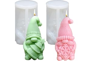 AUGESAK 2 Stück Silikonform Weihnachten Wichtel Silikonformen Gießformen Weihnachten Kerzen Silikonformen Weihnachtsmann 3D Kerzenform zum Gießen Silikon Gießform Wichtel Giessformen für Weihnachtsdeko