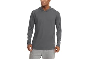 KEFITEVD Camisetas con Capucha de Manga Larga con Protección UV para Hombres UPF 50+ Camisetas con Protección Solar Camisas Ligeras de Safari de Senderismo