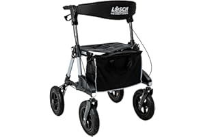 TABAS Rollator faltbar & leicht mit Sitz I Preis-/Leistungssieger I Outdoor Rollator mit Luftbereifung, Sitzfläche & Rückengurt, Tasche & Stockhalter I Rollator für Senioren I Gehhilfe von Lösch Reha