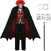 Cloud Kids Vampir Kostüm Für Jungen Größe XL – Dracula Outfit Mit Umhang, Hose, Gehstock (4-12 Jahre)