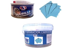 PLAINSUR KIT REPARACION CARROCERIA (MASILLA PARA CARROCERÍA 1 KG + JUEGO ESPATULA CARROCERO PLASTICO + CUBO PLASTICO 2,5 LITROS) PLAIN+PLAST
