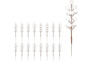 23GUANYI 16 PCS White Berries Christmas Decorations, White Berries Stems Frosted Berries Artificial Holly Branches for Christmas Tree Wreath Winter Home Wedding Decoration DIY Crafts