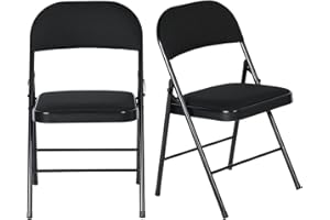 LuxNook - Silla Plegable de Metal con cojín y Respaldo de Lino, Juego de 2 sillas de Cocina y jardín y Camping