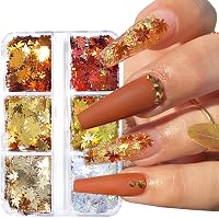 EBANKU Ahornblatt Nail Art Pailletten – 12 Farben Holografische Glitzer-Pailletten Für DIY-Nageldesign