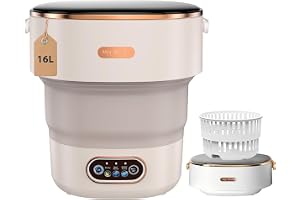 Yihavo Mini Foldable Washing Machine, 16L Collapsible Portable Washer with 3 Cleaning Modes & Drain Basket – Small Foldable Laundry Machine for Travel, Camping, Baby And Small Clothes