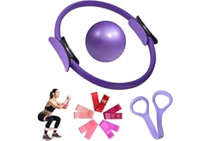 CPKONUUIP Pilates Ring Set, Pilates Essential Kit, Pilates Set für Zuhause, 14“/35cm Magic Circle mit Pilates Ball, Yoga Ring, Resistance Bands, for Strength, Flexibility, Stability, and Body Toning