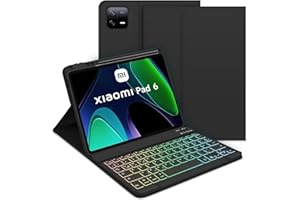 ‎GOOJODOQ GOOJODOQ Beleuchtete Tastatur Hülle für Xiaomi Pad 6/ Pad 6 Pro 2023, QWERTZ Layout Abnehmbarer Beleuchtete Tastatur, Hülle mit Stifthalter für Xiaomi Pad 6/ Pad 6 Pro 2023 11 Zoll, Schwarz